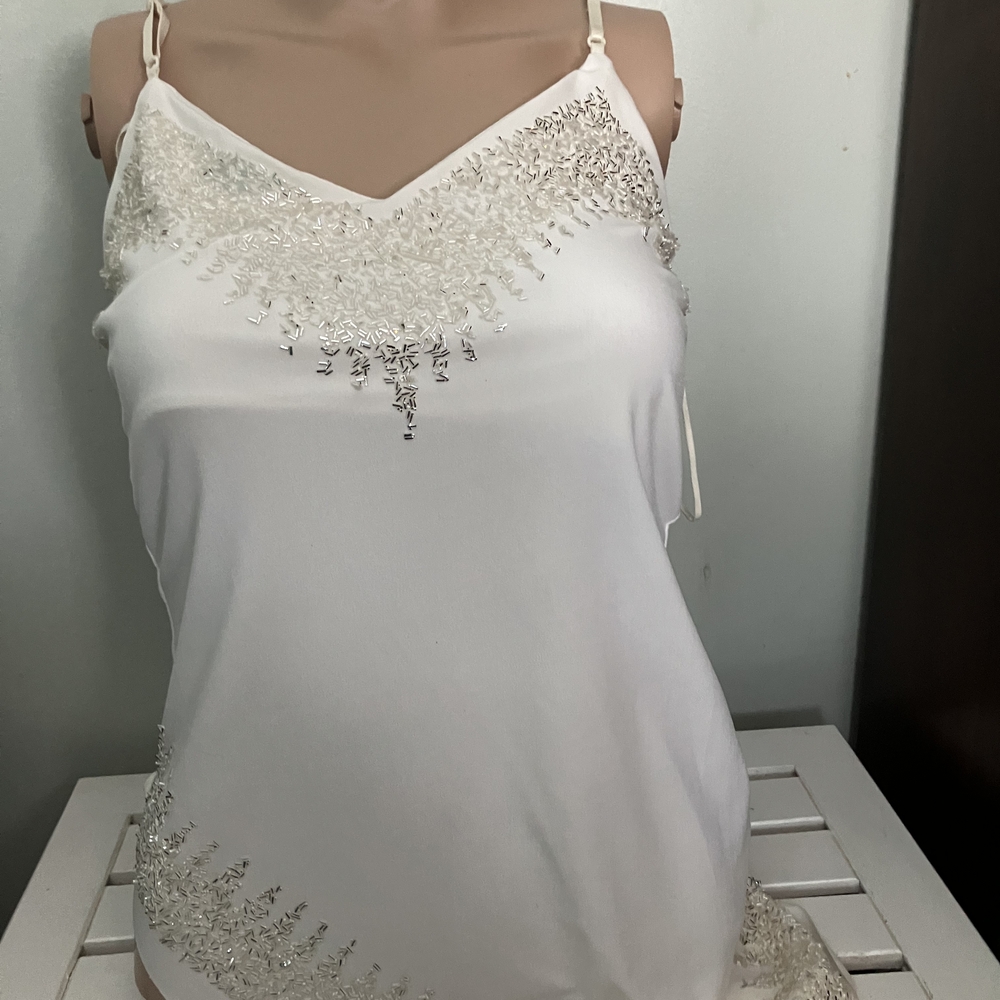 Elegant White Embellished Women's Top
